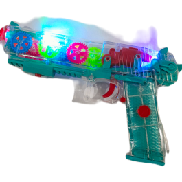 Transparent Gear Gun with 3D Colorful Flashing Lights and Music